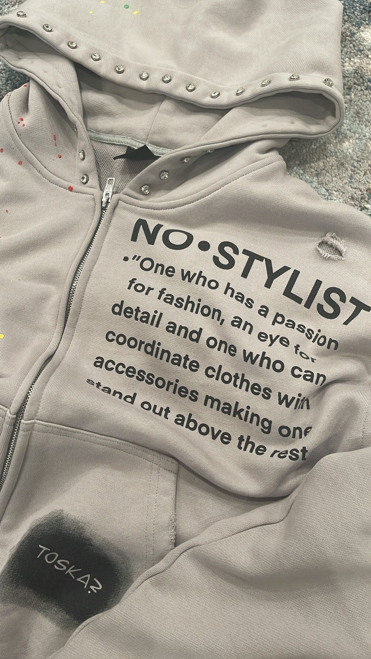 NOSTYLIST PAINT SPLATTER ZIP UP